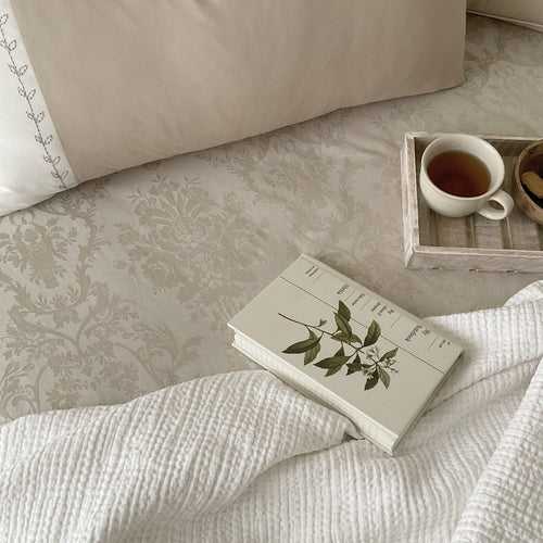 Hera - Champagne Jacquard Bedsheet - Available in Queen, King, and Super King Size