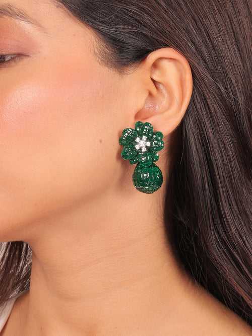 Green Floret Drop Earrings