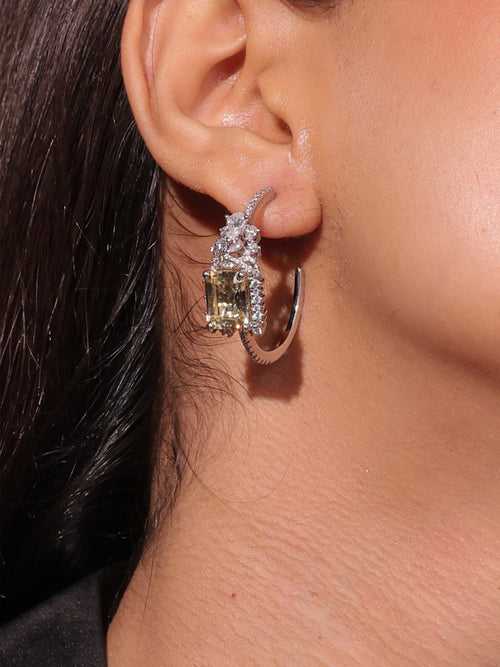 Diamante Yellow Sapphire Hoop Earrings