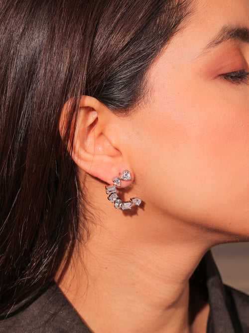 Diamante Half Moon Earrings