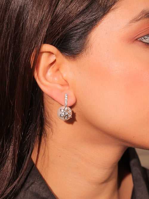 Diamante Floral Drop Earrings