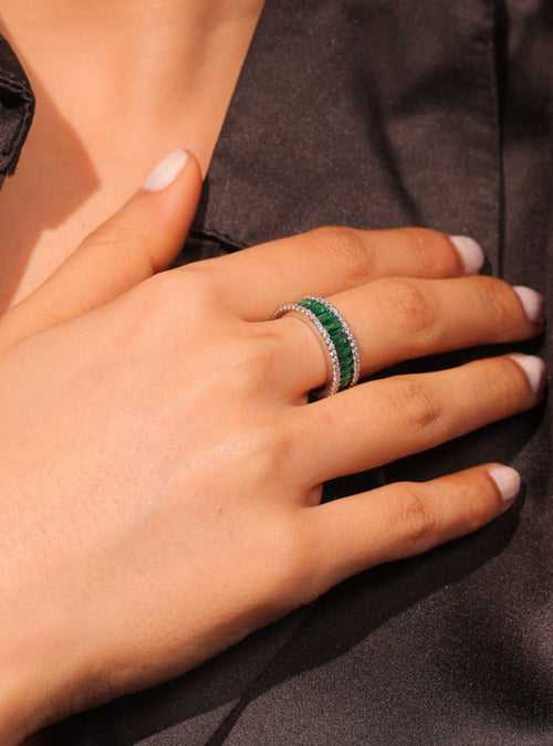 Diamante Sapphire Emerald Green Ring
