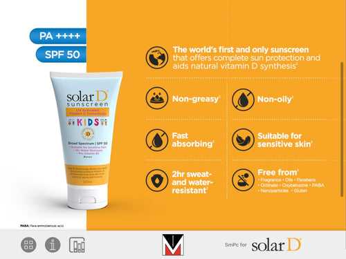 Solar D Sunscreen KIDS Broad Spectrum SPF 50 P++++ -50ml