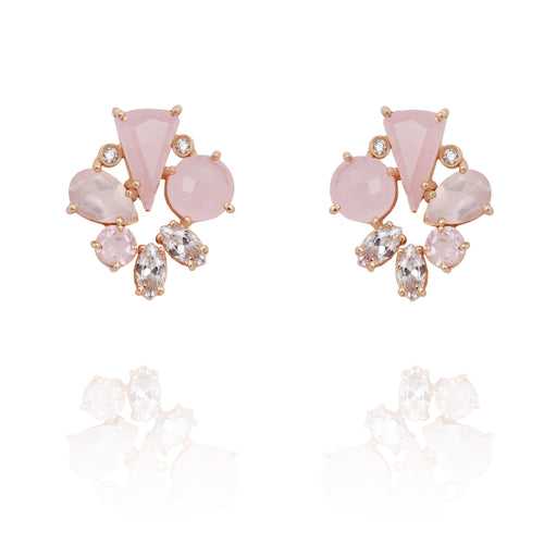 Pink Chalcedony Viola Studs