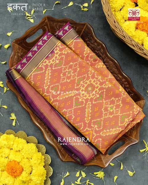 Traditional Manekchowk Bhat Single Ikat Rajkot Patola Saree