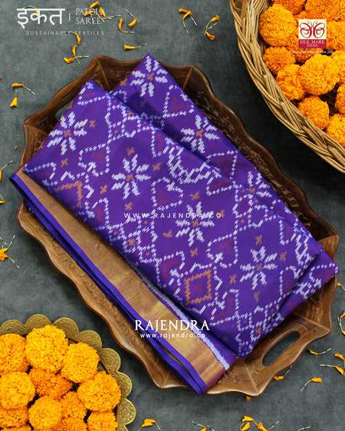 Traditional Navratna Manekchowk Mix Purple Single Ikat Rajkot Patola Saree