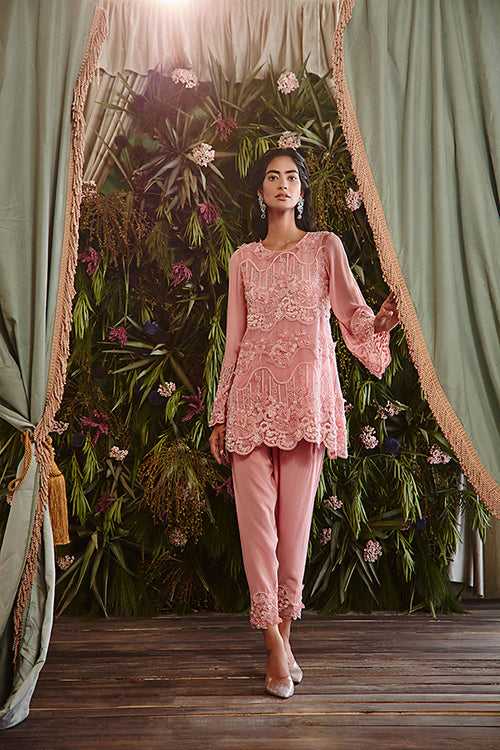 CANDY PINK EMBROIDERED KURTA SET