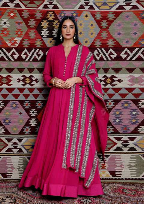 FUCHSIA EMBROIDERED ANARKALI