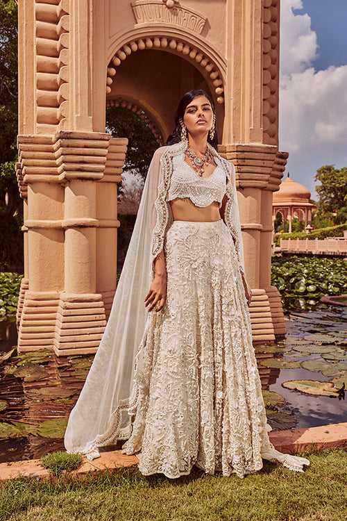 RETRO LOVE IVORY 3D EMBELLISHED LEHENGA SET