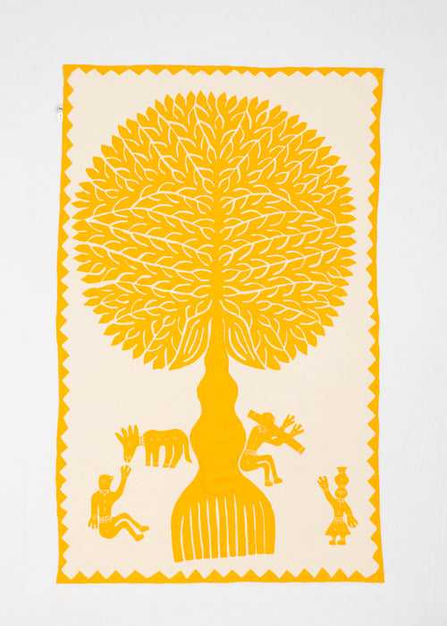 Yellow Barmer Applique Cotton Wall Hanging Large (32"x52")