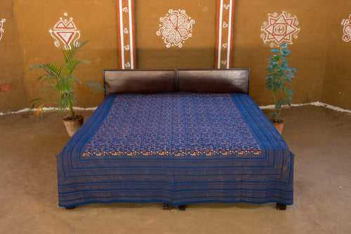 Red Indigo Bagru Hand-block Printed Bedspread