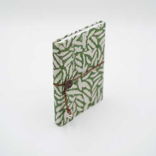 Green Hand-block Printed Single Bound Upcycled Diary
