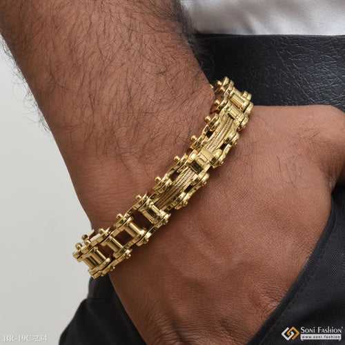 Superior Quality Hand-Finished Design Golden Color Bracelet for Men - Style C234