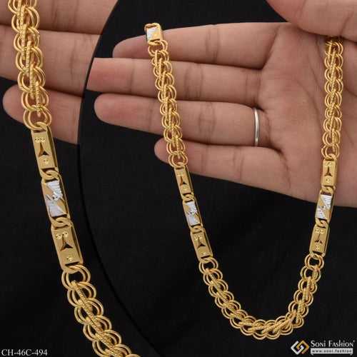 1 Gram Gold Plated Nawabi With Kohli Glamorous Design Chain for Men - Style C494