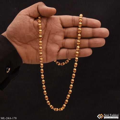 1 Gram - Brown Best Quality Elegant Design Gold Plated Mala for Men - Style A178
