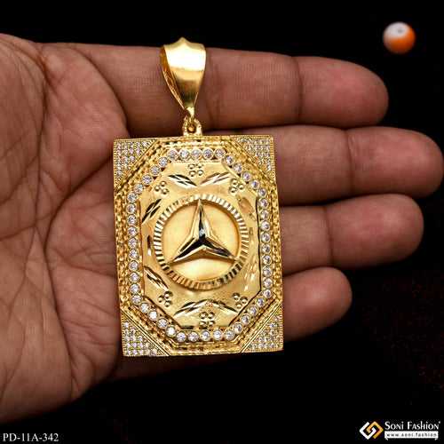 Triangle Logo Diamonds Pendant Superior Quality Gold Plated For Men - Style A342