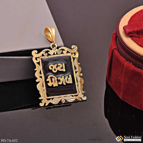 Jai Mogal Handmade Black Background With Diamond Gold Plated Pendant - Style A032