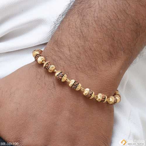 Awesome Design Funky Design Gold Plated Rudraksha Bracelet for Men - Style D100
