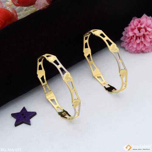 1 Gram Gold Plated Heart Superior Quality Bangles for Ladies - Style A025