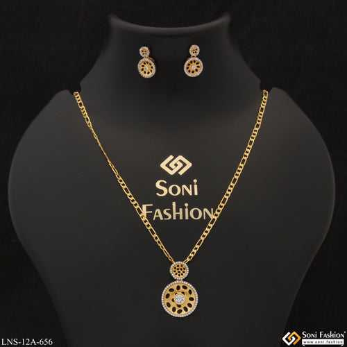 Chic Design with Diamond Fashionable Gold Plated Necklace Set for Lady - Style A656
