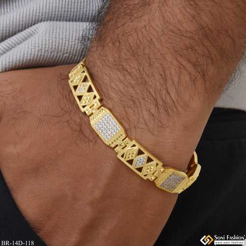 Funky Design with Diamond Trending Design Gold Plated Bracelet for Men - Style D118
