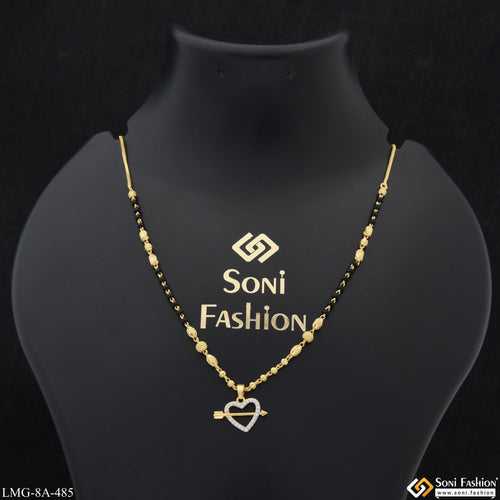 Heart Shape with Diamond Fashionable Gold Plated Mangalsutra for Women - Style A485