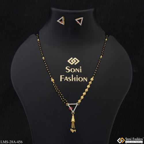 1 Gram Gold Plated Decorative Design Mangalsutra Set for Women - Style A456