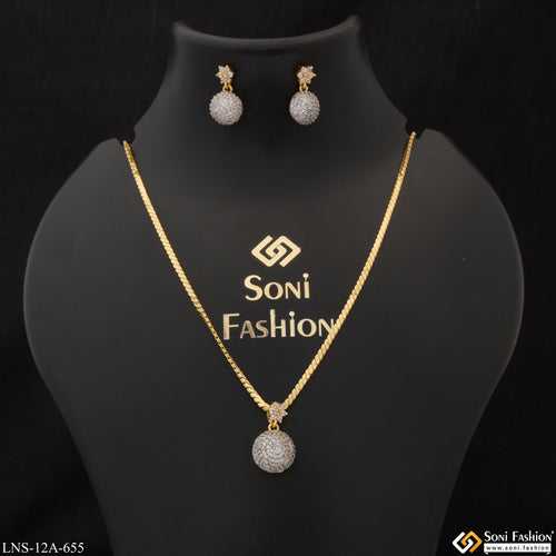 Funky Design with Diamond Designer Gold Plated Necklace Set for Lady - Style A655