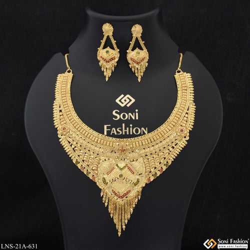 Beautiful Design Fancy Design Gold Plated Necklace Set for Women - Style A631