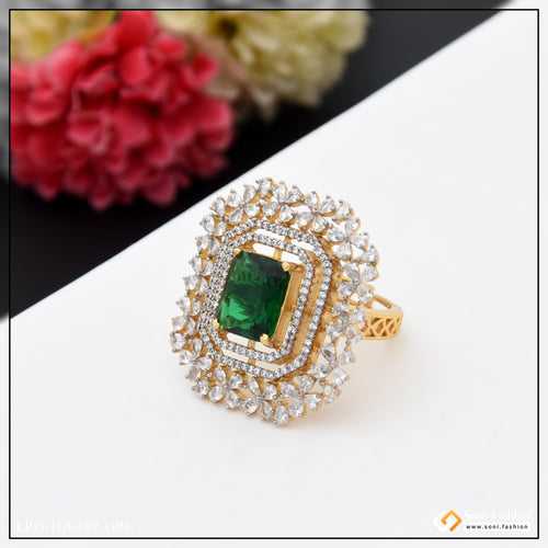 Lovely Design with Diamond Chic Design Gold Plated Ring for Ladies - Style A189
