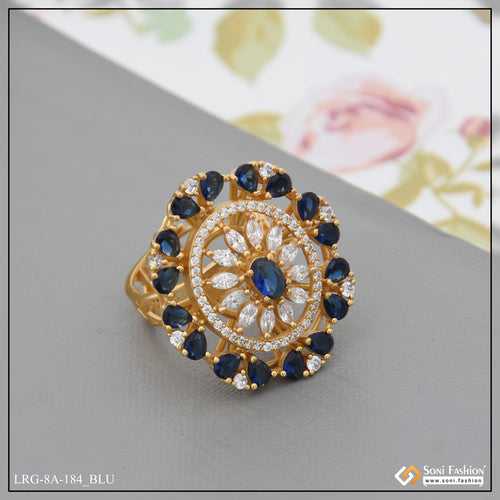 Fashion-Forward with Diamond Designer Gold Plated Ring for Ladies - Style A184