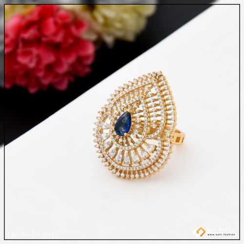 Graceful Design with Diamond Chic Design Gold Plated Ring for Ladies - Style A186