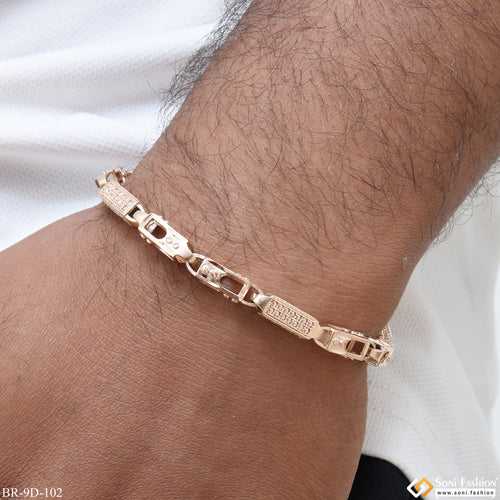 Latest Design with Diamond Prominent Design Rose Gold Bracelet for Men - Style D102