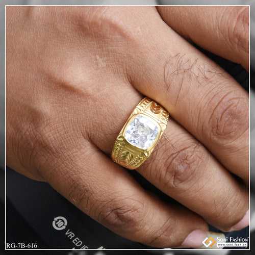 White Stone Exquisite Design High-Quality Gold Plated Ring for Men - Style B616