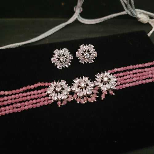 AMERICAN DIAMOND CHOKER WITH EARRINGS