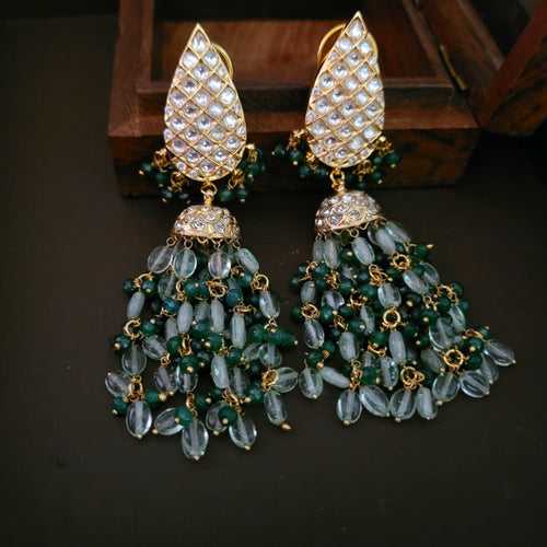 EXCLUSIVE STATEMENT KUNDAN AND SEMI PRECIOUS STONE EARRINGS