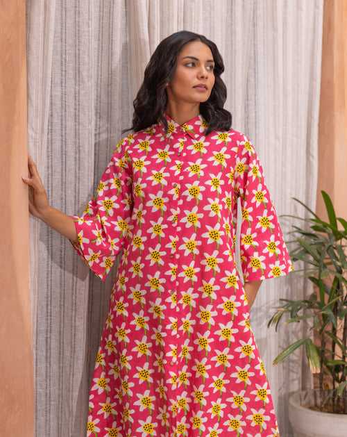 Daffodil Aye Line - Soft Cotton Shirt Dress