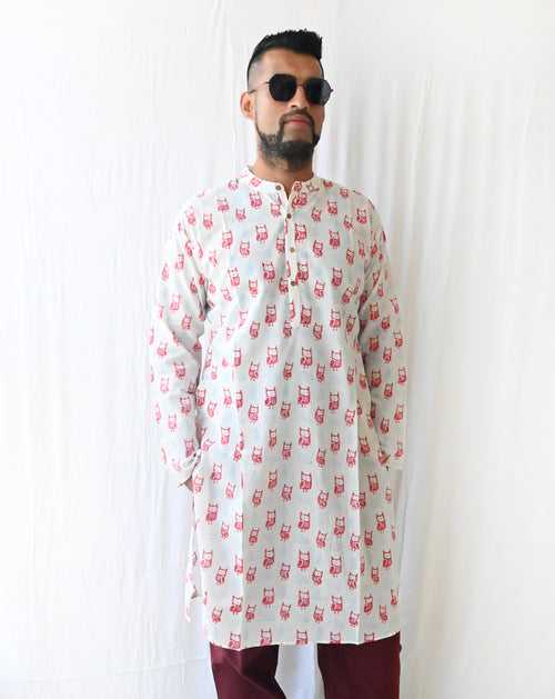 Transistor Owls Cotton Men's Long Kurta