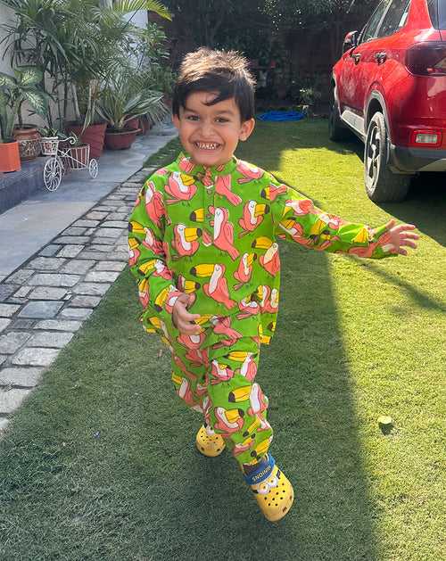 Toucan Cotton Kurta Pyjama Set for Kids