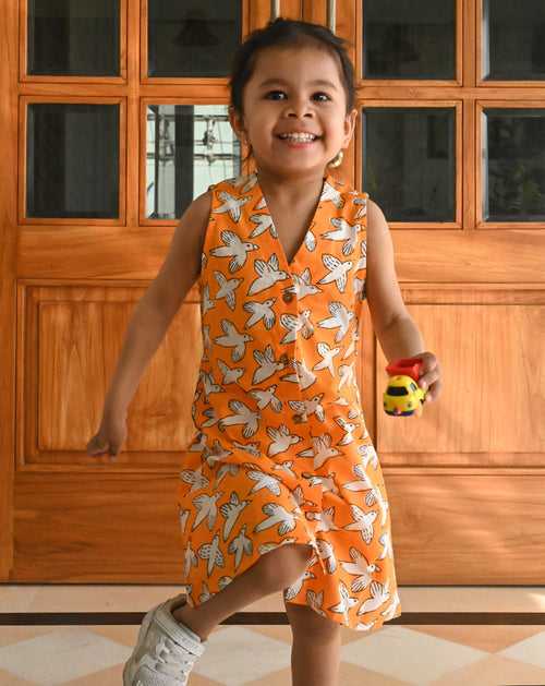 Chidiya Udd Cotton Dress for Girls