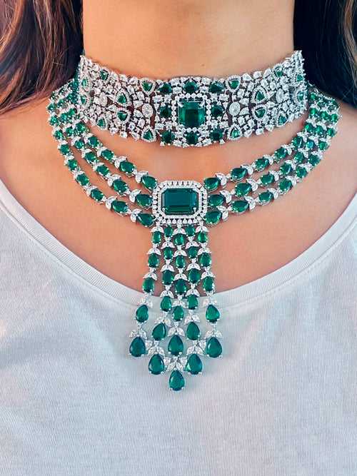 Maharani Gren Diza Emerald Set (Earrings & Necklace)