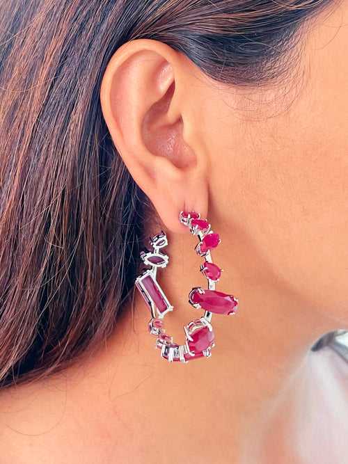 Statement Ruby Hoop Earrings