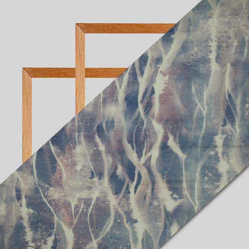 Beige Abstrcat Digital Print Chanderi Fabric