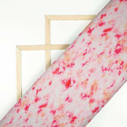 Baby Pink Tie & Dye Pattern Digital Print Georgette Satin Pleated Fabric