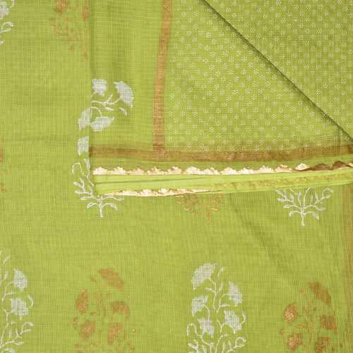 Pista Green With White Dots Kota Saree