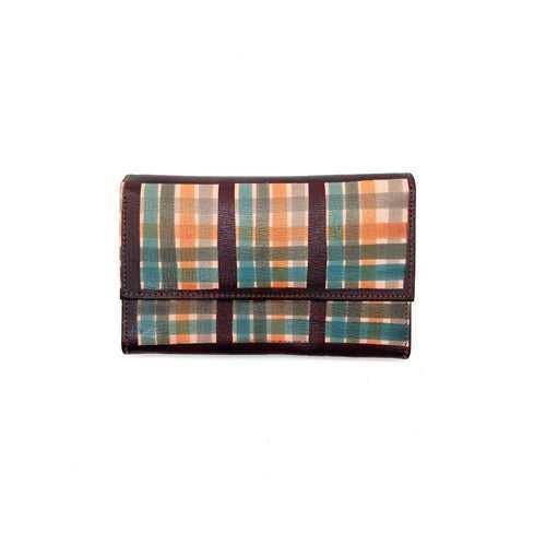 Multicoloured Checks Leather Purse