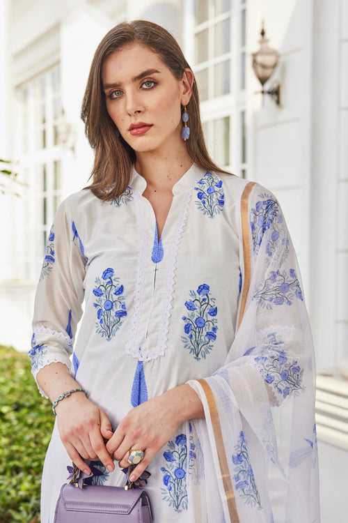 Chanderi Cotton Hand-Blocked Kurta