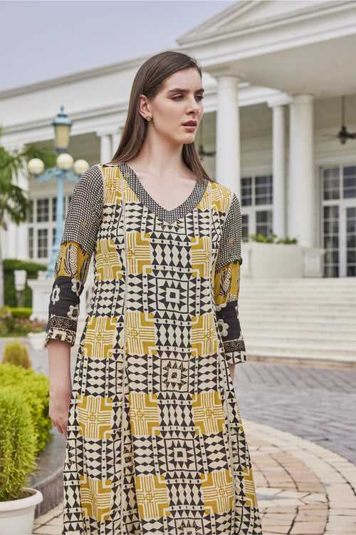 The Multi-Printed A-Line Dress