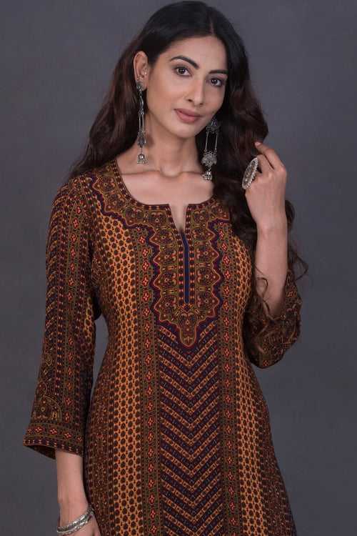 Crepe Printed Long Kurta