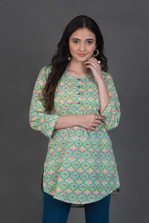 Printed Kurti with Pleats